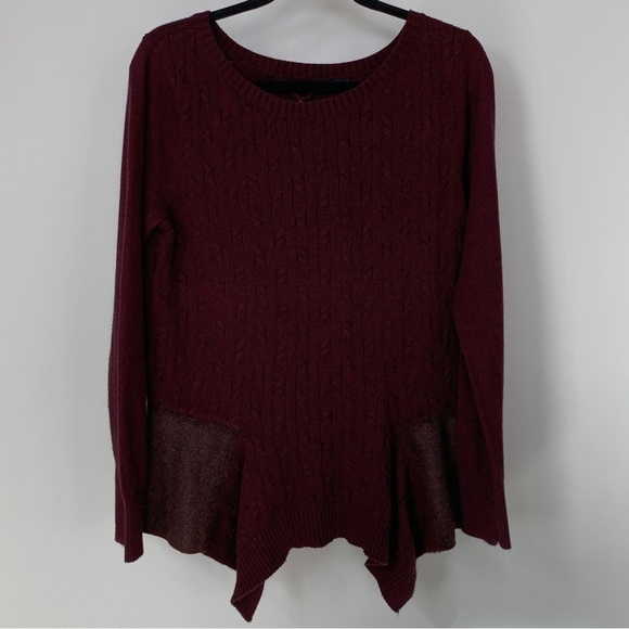 Knitted & Knotted Burgundy Cashmere Blend Sweater Size M - Picture 1 of 10